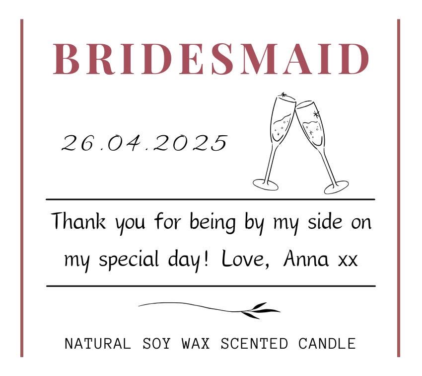Personalised Maid Of Honour Gift, Thank You Candle for Bridesmaid, Bridal Party Bridesmaid Proposal Gift, Will You Be My Maid Of Honour?