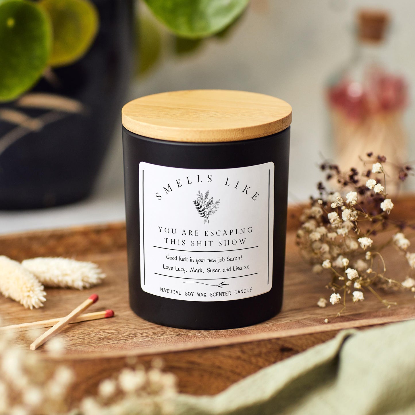 Escaping Work New Job Gift for Colleague Work Friend Personalised Candle, Leaving Work Promotion, Team Mate Farewell Goodbye Retirement Gift