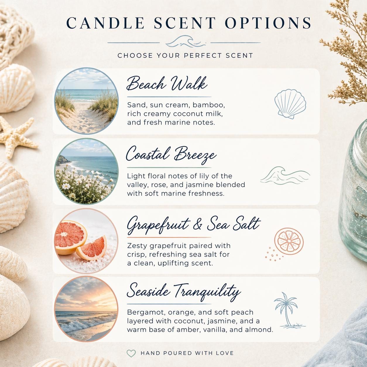 Beach Scented Candle Smells Like A Walk On The Beach Summer Candle, Coastal Home Fragrance, Holiday Gift, Fresh Clean Candle TIKTOK TRENDING