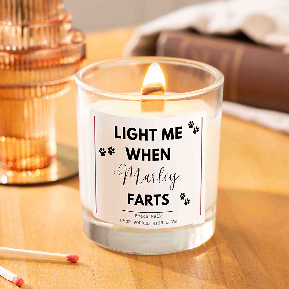 Light Me When Pet Farts Funny Personalised Candle