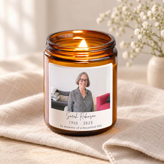 Memorial Photo Candle Personalised In Loving Memory Gift
