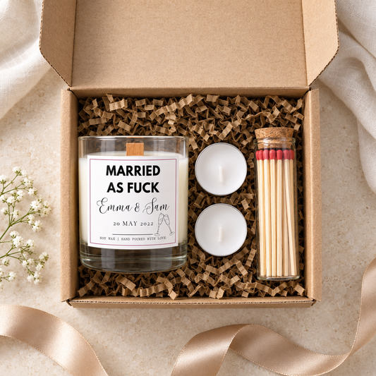 Married As Fuck Personalised Funny Wedding Candle