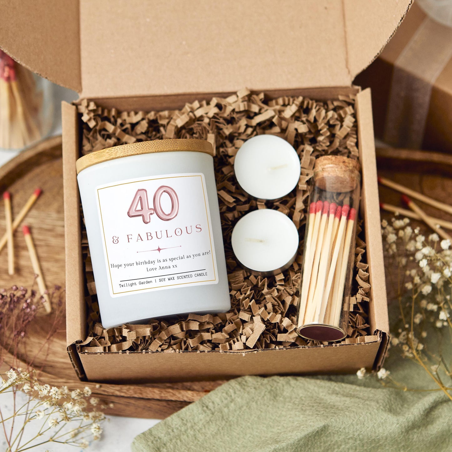 40 and Fabulous, 40th Birthday Gifts for Women, Forty & Fabulous, 40th Birthday Personalised Candle, Funny Candle for Friends 40th, Auntie Gift, Gift under 20, Gift under 30, Sister Gift, Best Friend Personalised Gift