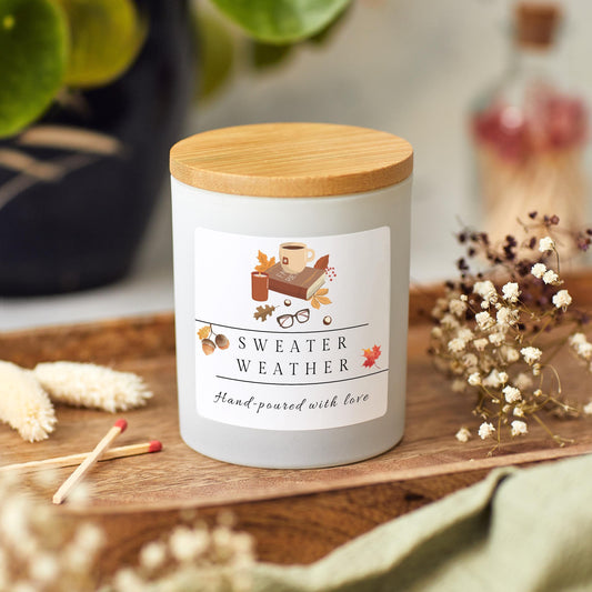 Sweater Weather Soy Wax Candle, Cozy Autumn Candle Gift for Friend, Warm Fall Scented Candle, Cozy Autumn Gift, Autumn Home Decor, Halloween Candle Gift for Mom, Perfect Autumn Gift for Her, Autumn Birthday Gift, Pumpkin Spice Scented Candle