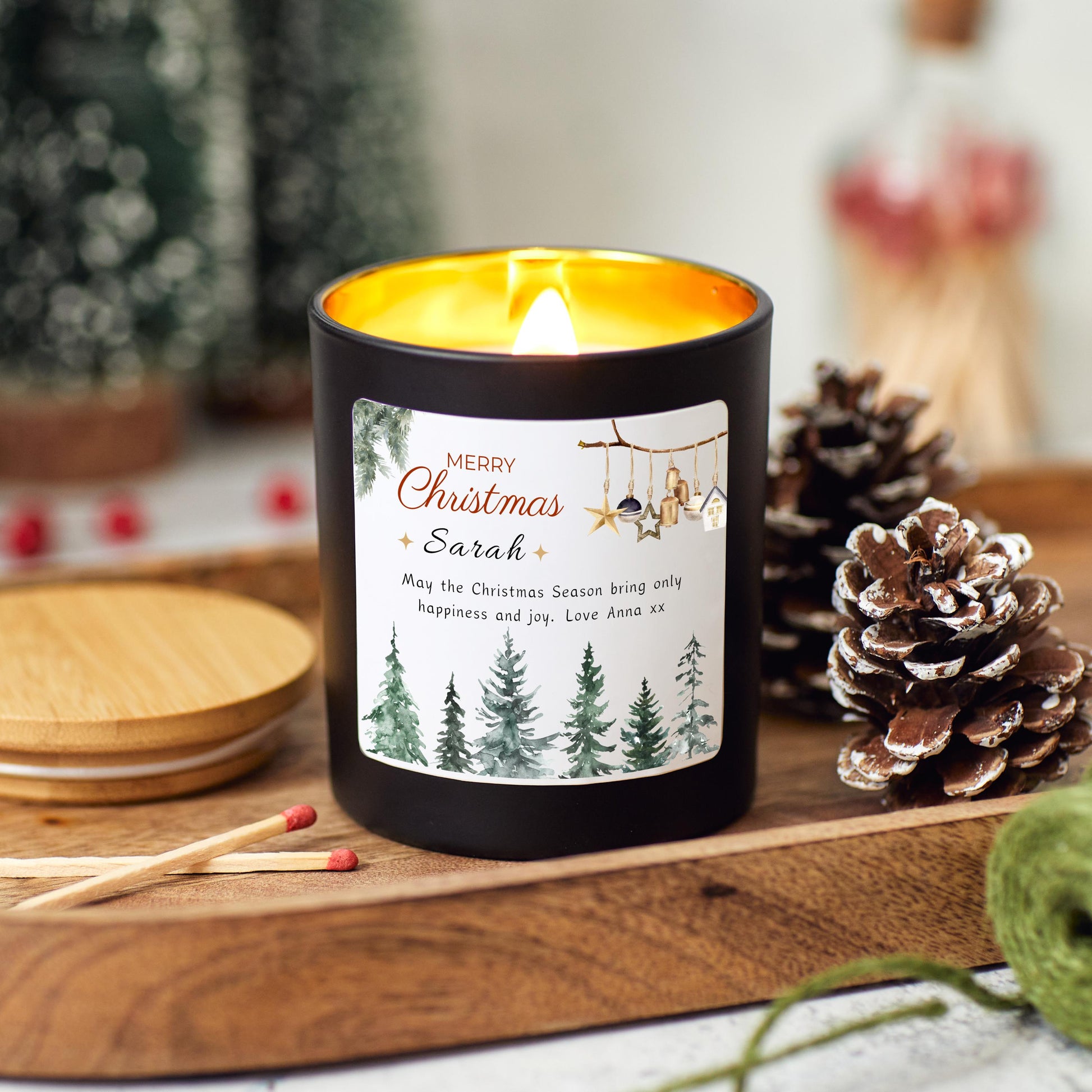 Personalised Christmas candle gift, stocking filler Christmas present, personalised candle Christmas decor, Christmas decoration, Christmas hamper, holiday candle, festive candle, Christmas Eve gift, Xmas gift scented candle