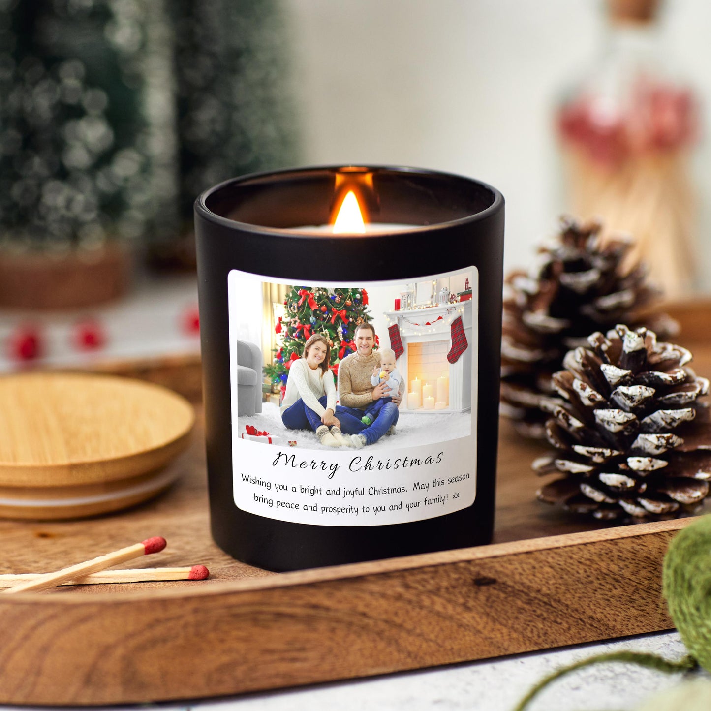 Photo Christmas Candle, Personalised Xmas Photo Present for Couple, Sister Gift, Coworker Xmas Gift, Friends Christmas Gift, Christmas Couple Anniversary Gift, Handmade Holiday Scented Candle, Christmas Eve Decoration, Stocking Filler Candle