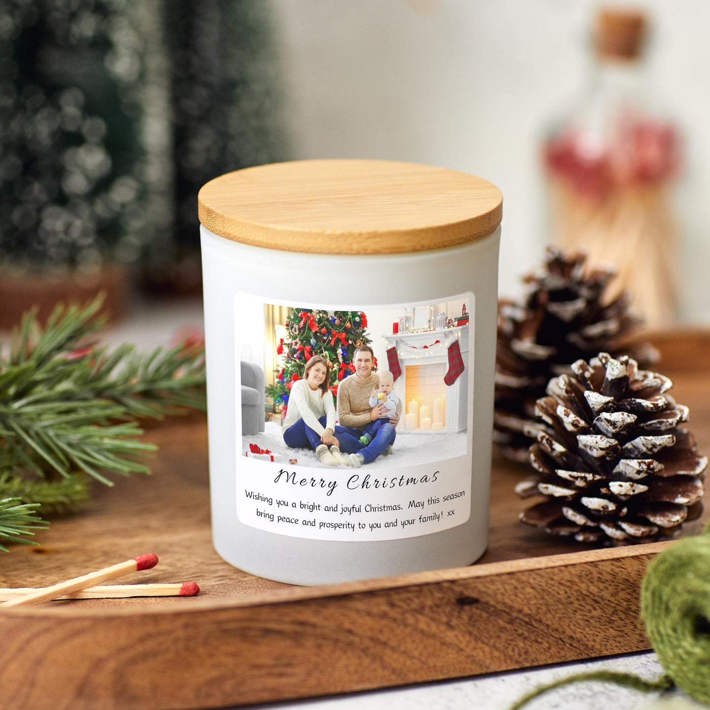 Photo Christmas Candle, Personalised Xmas Photo Present for Couple, Sister Gift, Coworker Xmas Gift, Friends Christmas Gift, Christmas Couple Anniversary Gift, Handmade Holiday Scented Candle, Christmas Eve Decoration, Stocking Filler Candle