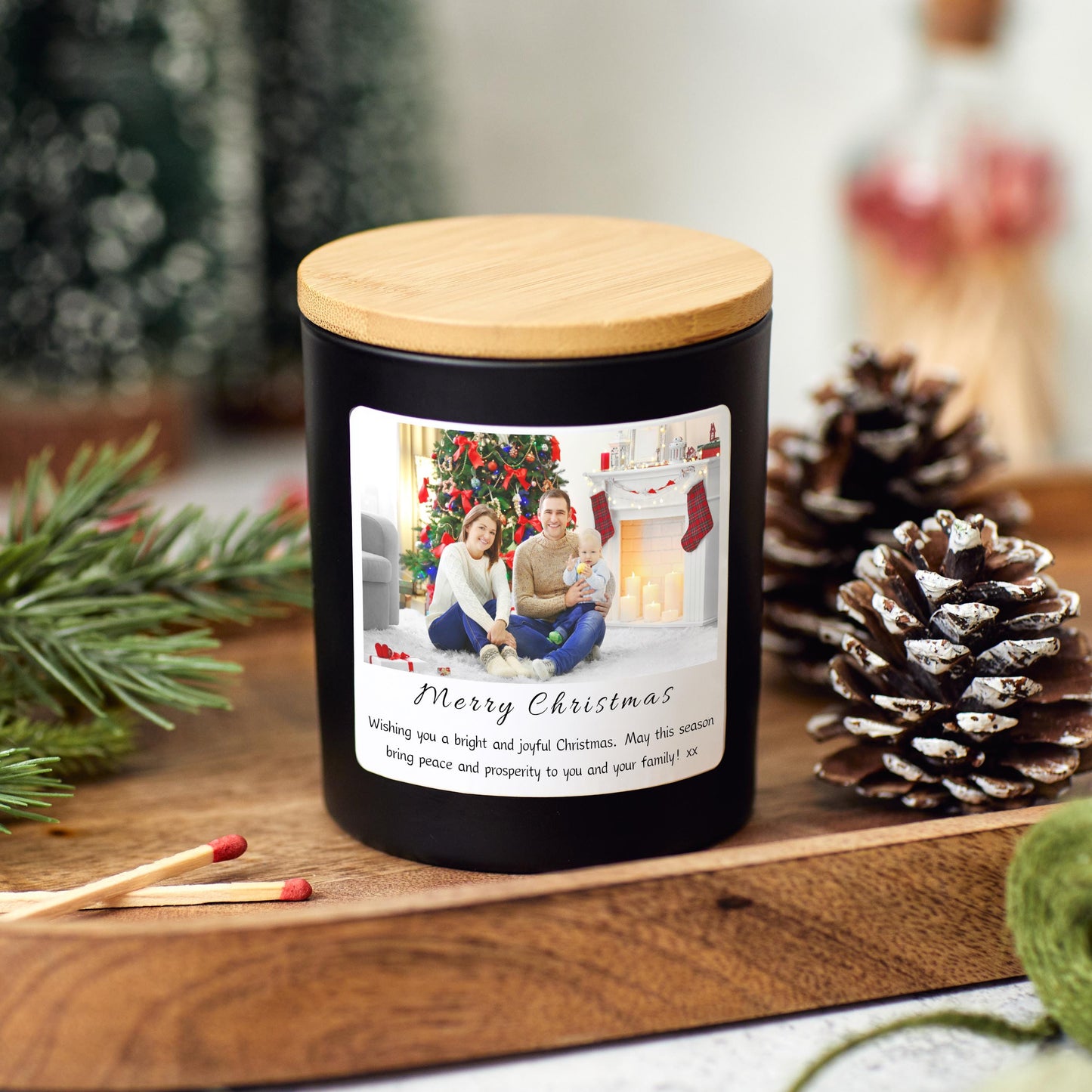 Photo Christmas Candle, Personalised Xmas Photo Present for Couple, Sister Gift, Coworker Xmas Gift, Friends Christmas Gift, Christmas Couple Anniversary Gift, Handmade Holiday Scented Candle, Christmas Eve Decoration, Stocking Filler Candle