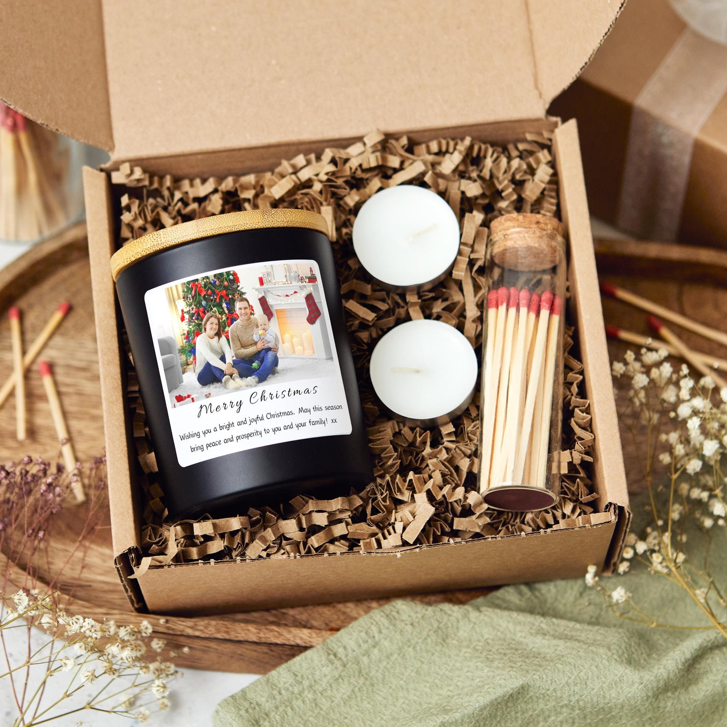 Photo Christmas Candle, Personalised Xmas Photo Present for Couple, Sister Gift, Coworker Xmas Gift, Friends Christmas Gift, Christmas Couple Anniversary Gift, Handmade Holiday Scented Candle, Christmas Eve Decoration, Stocking Filler Candle