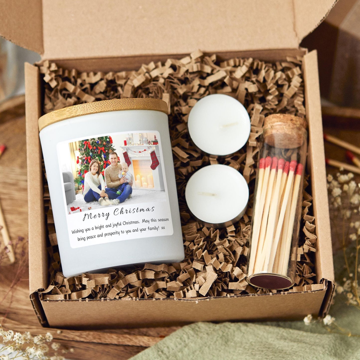 Photo Christmas Candle, Personalised Xmas Photo Present for Couple, Sister Gift, Coworker Xmas Gift, Friends Christmas Gift, Christmas Couple Anniversary Gift, Handmade Holiday Scented Candle, Christmas Eve Decoration, Stocking Filler Candle