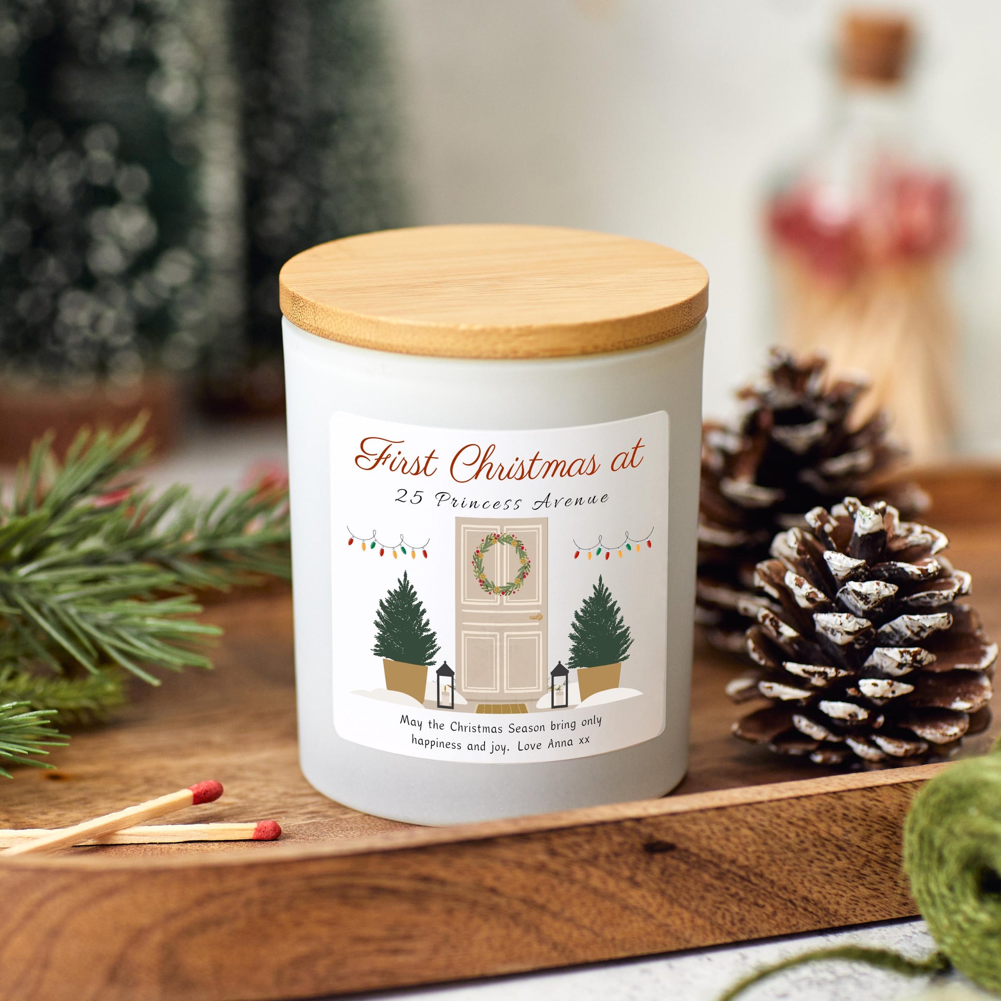 First Christmas in New Home Candle Gift, Couple Christmas Present, Xmas Gift Personalised Happy New Home, First Home Housewarming Christmas Gift