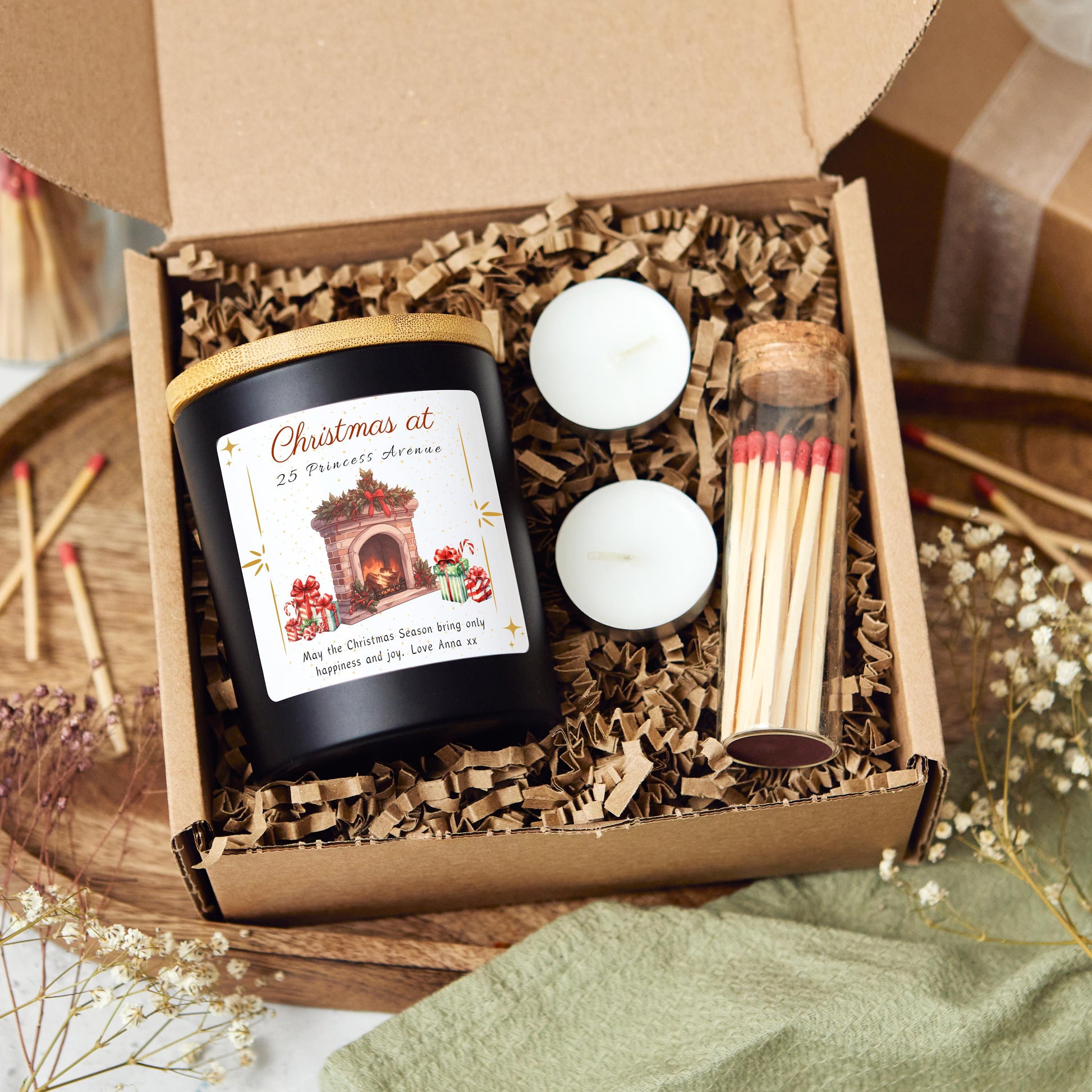 Personalised First Christmas New Home Scented Candle Gift Set, Couple Christmas Present, Xmas Gift Happy First Home, Housewarming Gift