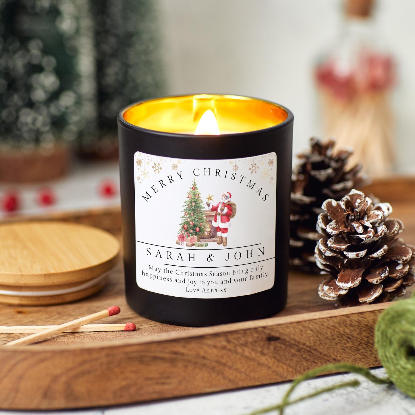 Christmas Candle, Personalised Merry Christmas Present for Couple, Sister Gift, Coworker Xmas Gift, Friends Christmas Gift, Christmas Couple Anniversary Gift, Holiday Scented Candle, Christmas Eve Decoration, Stocking Filler Candle