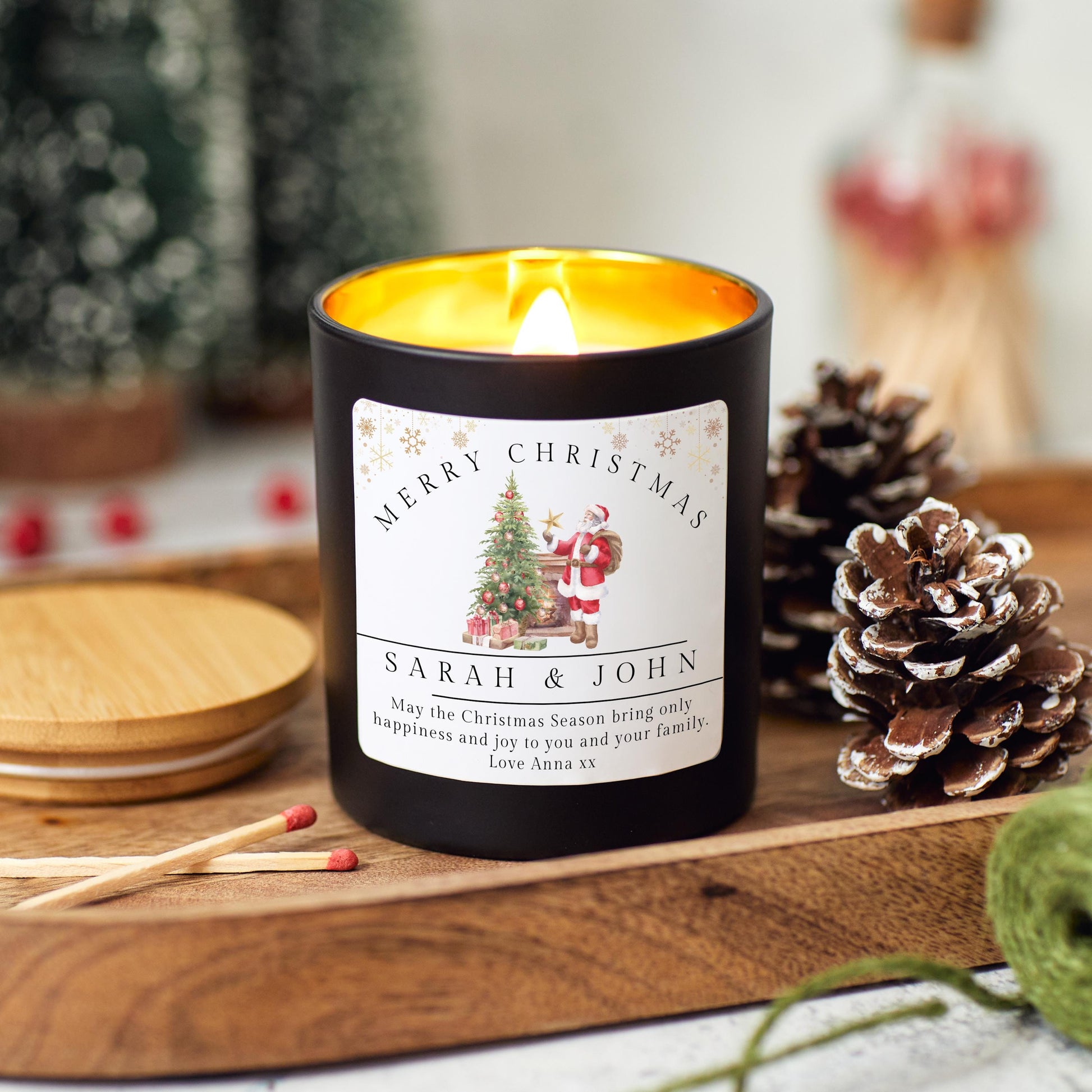 Christmas Candle, Personalised Merry Christmas Present for Couple, Sister Gift, Coworker Xmas Gift, Friends Christmas Gift, Christmas Couple Anniversary Gift, Holiday Scented Candle, Christmas Eve Decoration, Stocking Filler Candle