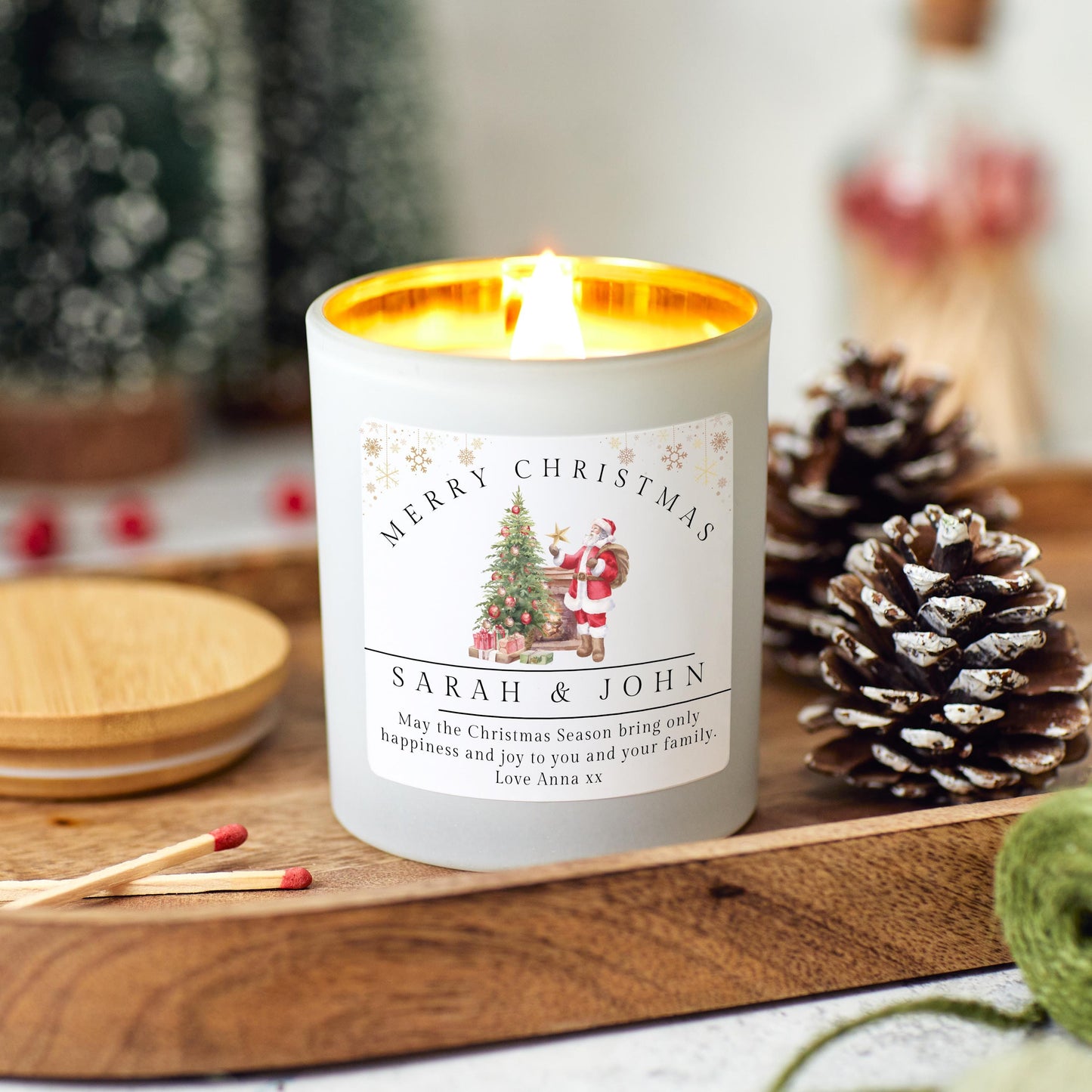 Christmas Candle, Personalised Merry Christmas Present for Couple, Sister Gift, Coworker Xmas Gift, Friends Christmas Gift, Christmas Couple Anniversary Gift, Holiday Scented Candle, Christmas Eve Decoration, Stocking Filler Candle