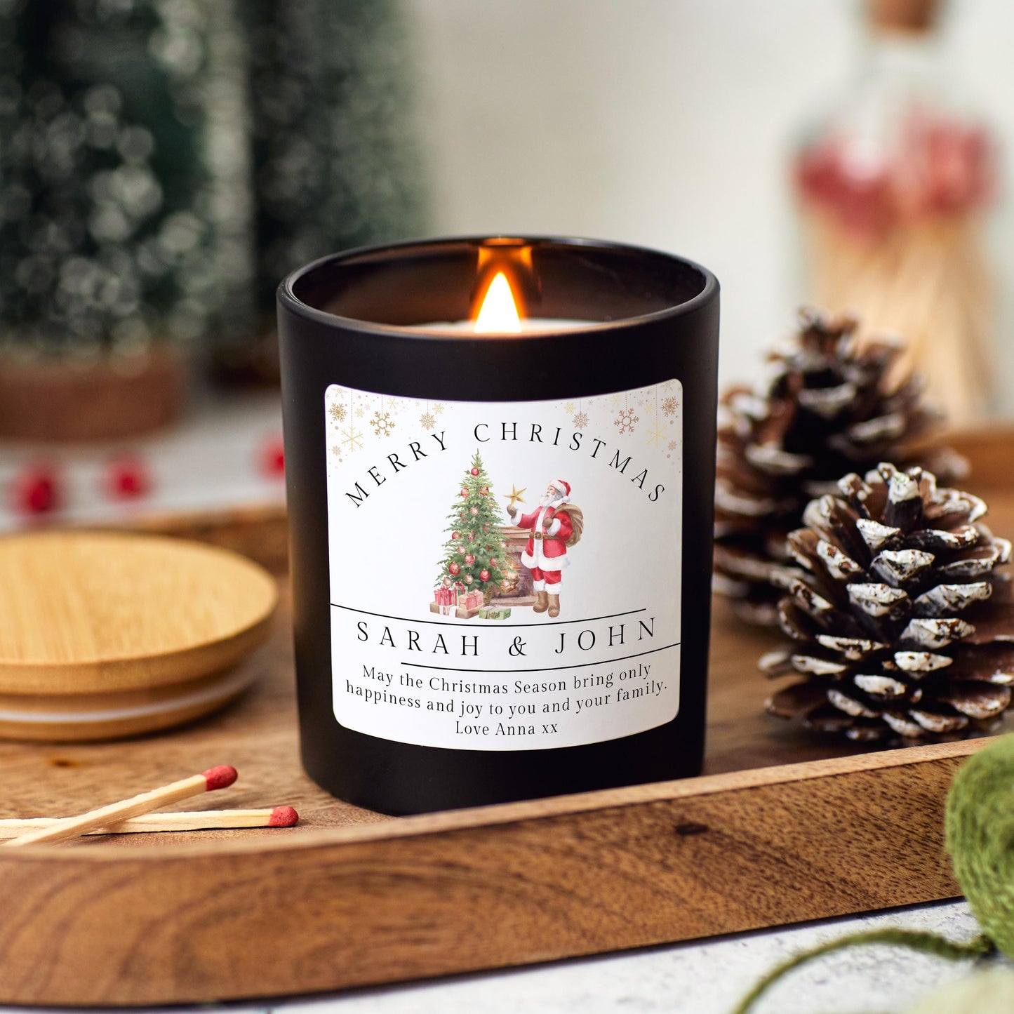 Christmas Candle, Personalised Merry Christmas Present for Couple, Sister Gift, Coworker Xmas Gift, Friends Christmas Gift, Christmas Couple Anniversary Gift, Holiday Scented Candle, Christmas Eve Decoration, Stocking Filler Candle