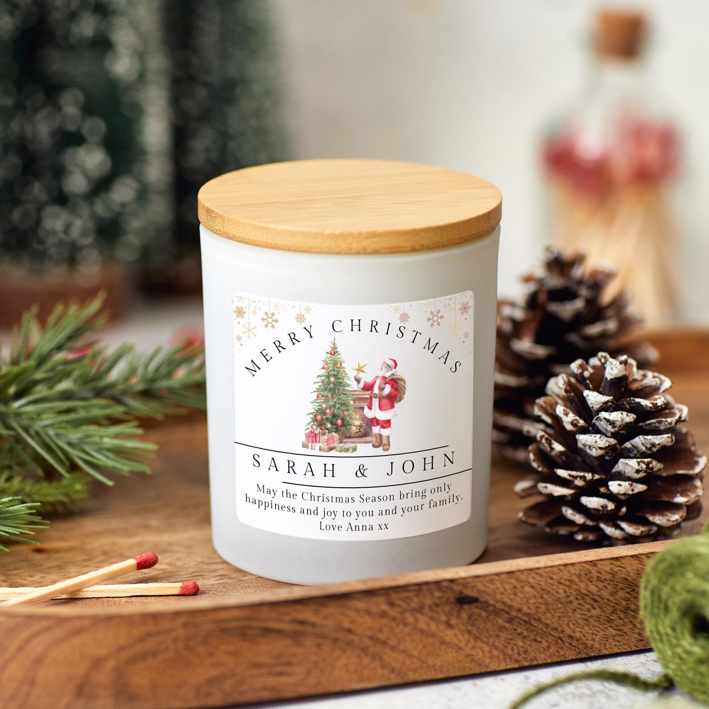 Christmas Candle, Personalised Merry Christmas Present for Couple, Sister Gift, Coworker Xmas Gift, Friends Christmas Gift, Christmas Couple Anniversary Gift, Holiday Scented Candle, Christmas Eve Decoration, Stocking Filler Candle