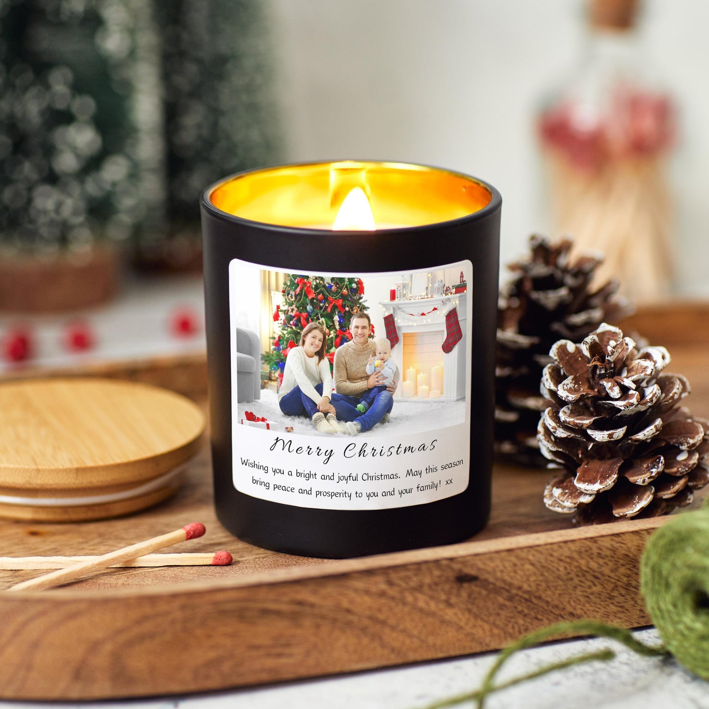Photo Christmas Candle, Personalised Xmas Photo Present for Couple, Sister Gift, Coworker Xmas Gift, Friends Christmas Gift, Christmas Couple Anniversary Gift, Handmade Holiday Scented Candle, Christmas Eve Decoration, Stocking Filler Candle