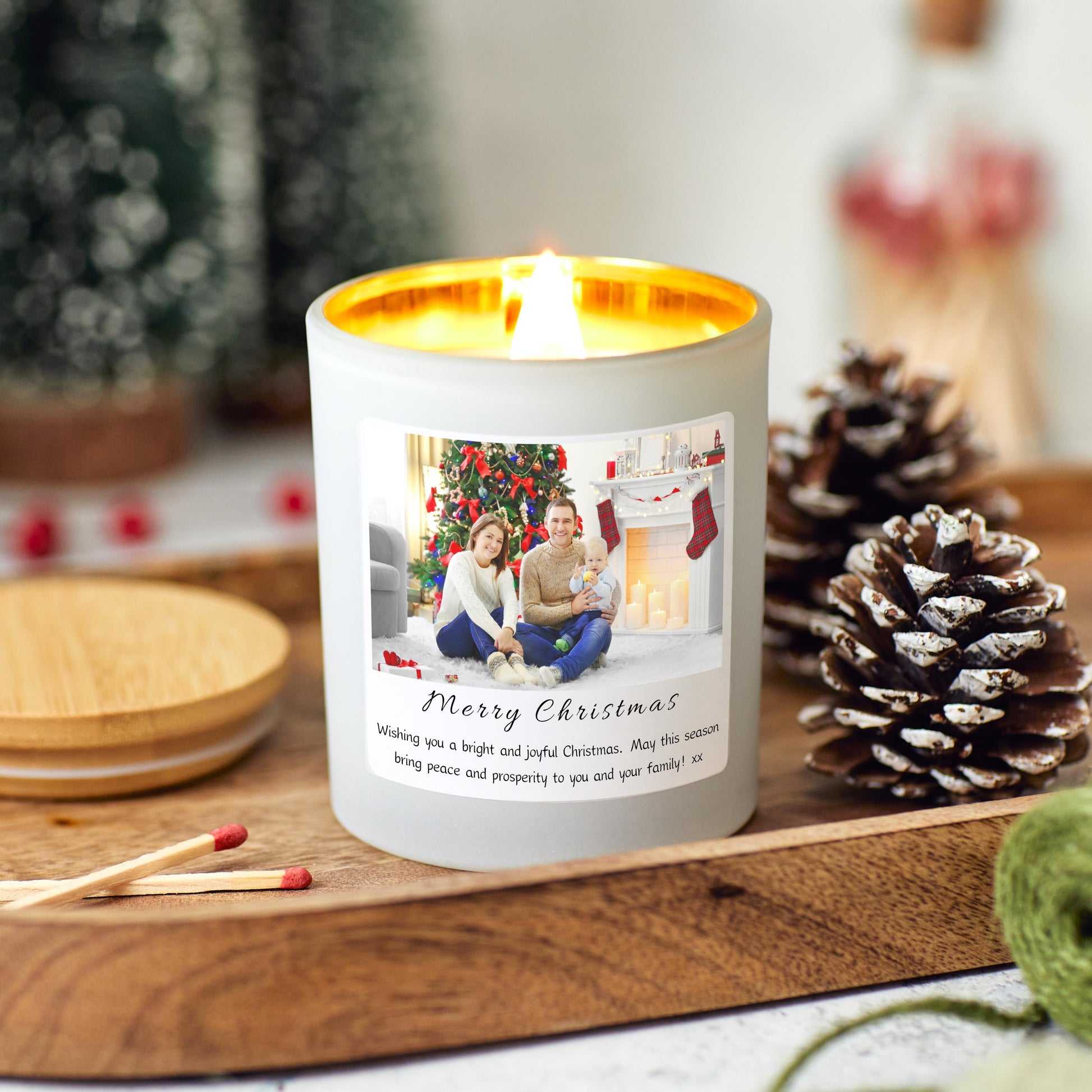 Photo Christmas Candle, Personalised Xmas Photo Present for Couple, Sister Gift, Coworker Xmas Gift, Friends Christmas Gift, Christmas Couple Anniversary Gift, Handmade Holiday Scented Candle, Christmas Eve Decoration, Stocking Filler Candle