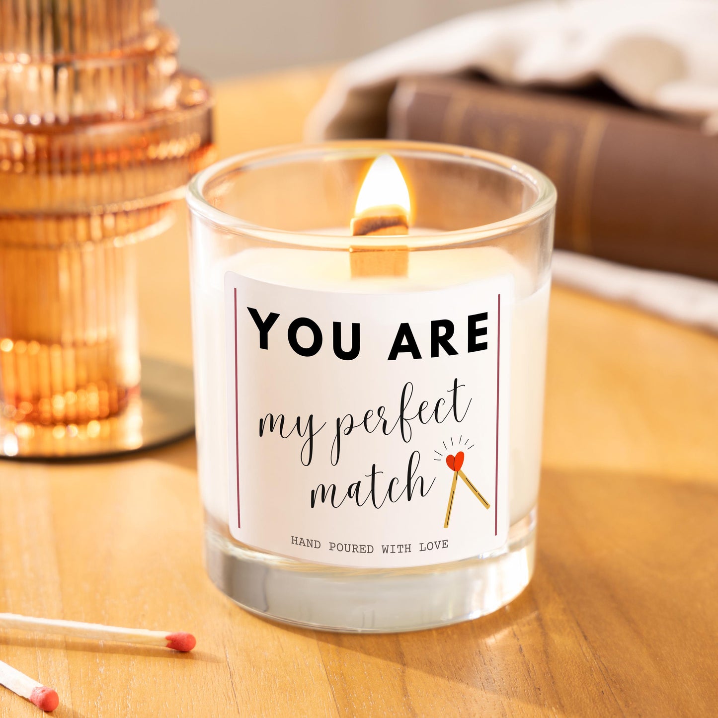 Valentines Candle Gift for Partner, My Perfect Match Anniversary Gift, Gift for Boyfriend, Girlfriend, Husband, Tinder Hinge Match, Romantic Gift Love Candle, Unique Relationship Gift, Candle for Him and Her, Couple's Gift Relationship Gift