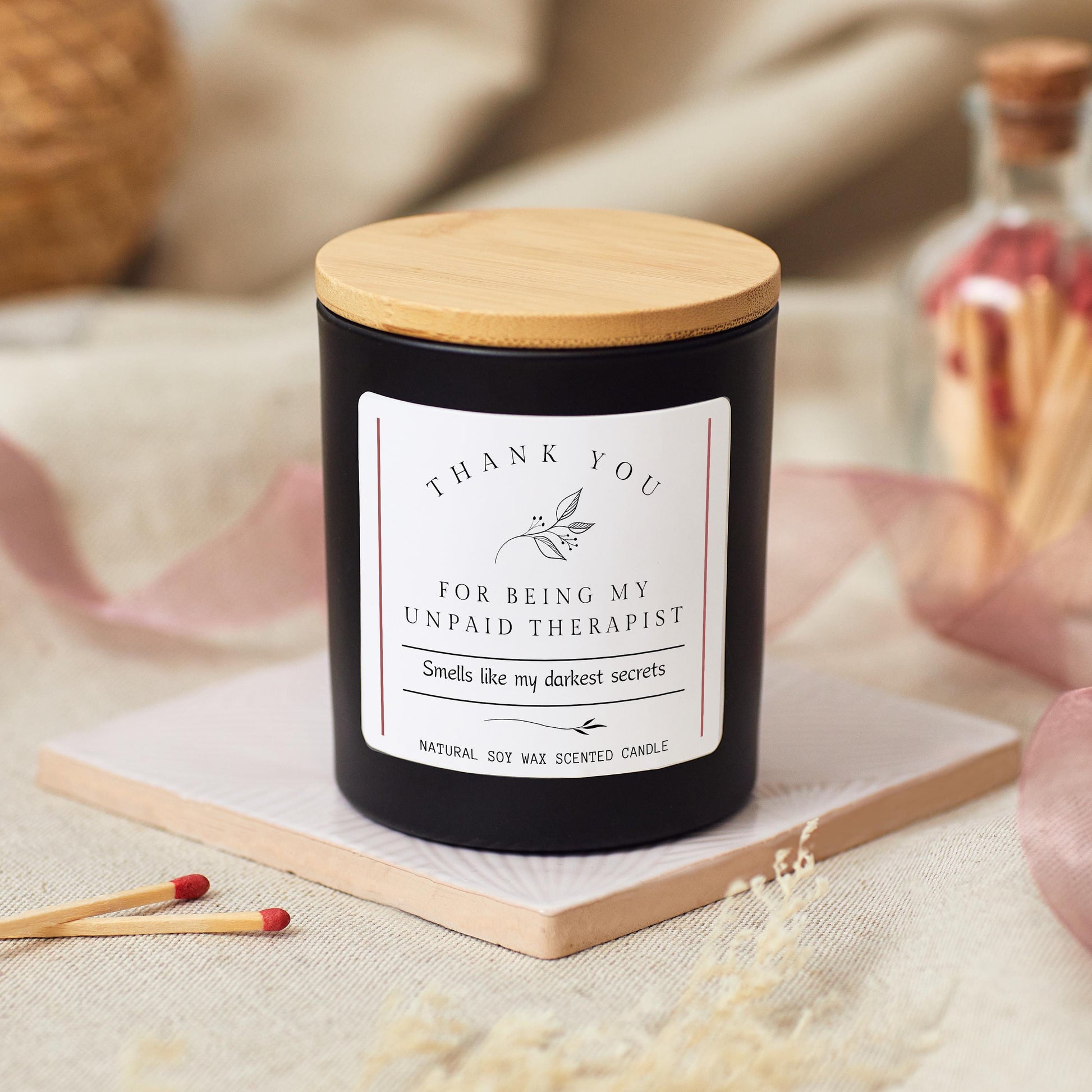 Thank You for Being my Unpaid Therapist, Funny Best Friend Gift, Funny Candles, Gifts for Her, Coworker Gift, Funny Bestie Birthday Candle