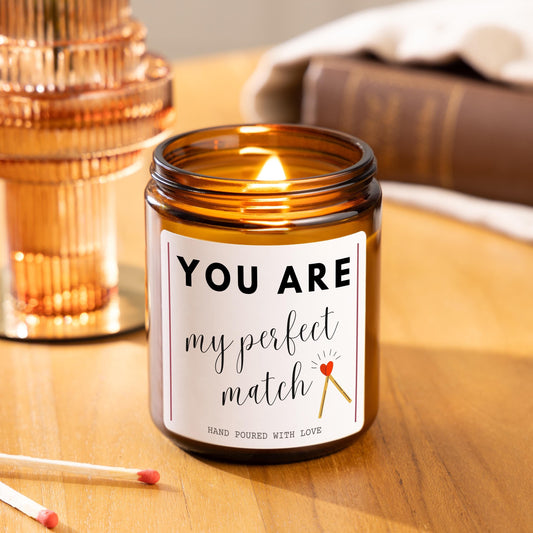 Valentines Candle Gift for Partner, My Perfect Match Anniversary Gift, Gift for Boyfriend, Girlfriend, Husband, Tinder Hinge Match, Romantic Gift Love Candle, Unique Relationship Gift, Candle for Him and Her, Couple's Gift Relationship Gift