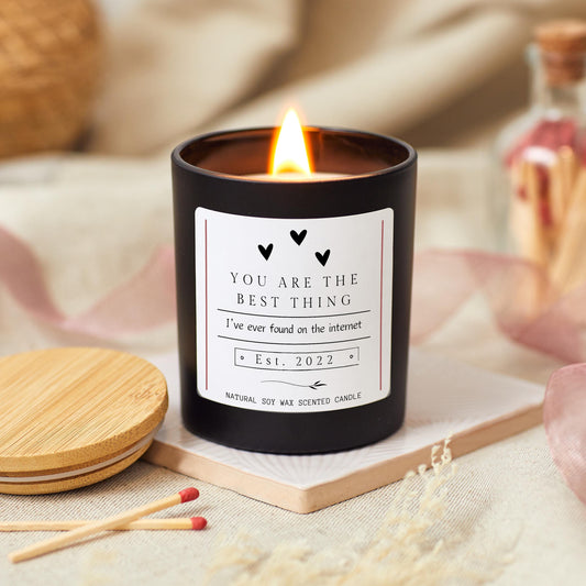 Valentine’s Day Personalised Candle Valentines Gift, Internet Dating Gift, Funny Gift for Her, Present for Him, Tinder Gift, Hinge Gift, Bumble Gift, Online Dating Funny Gift, Romantic Personalised Candle