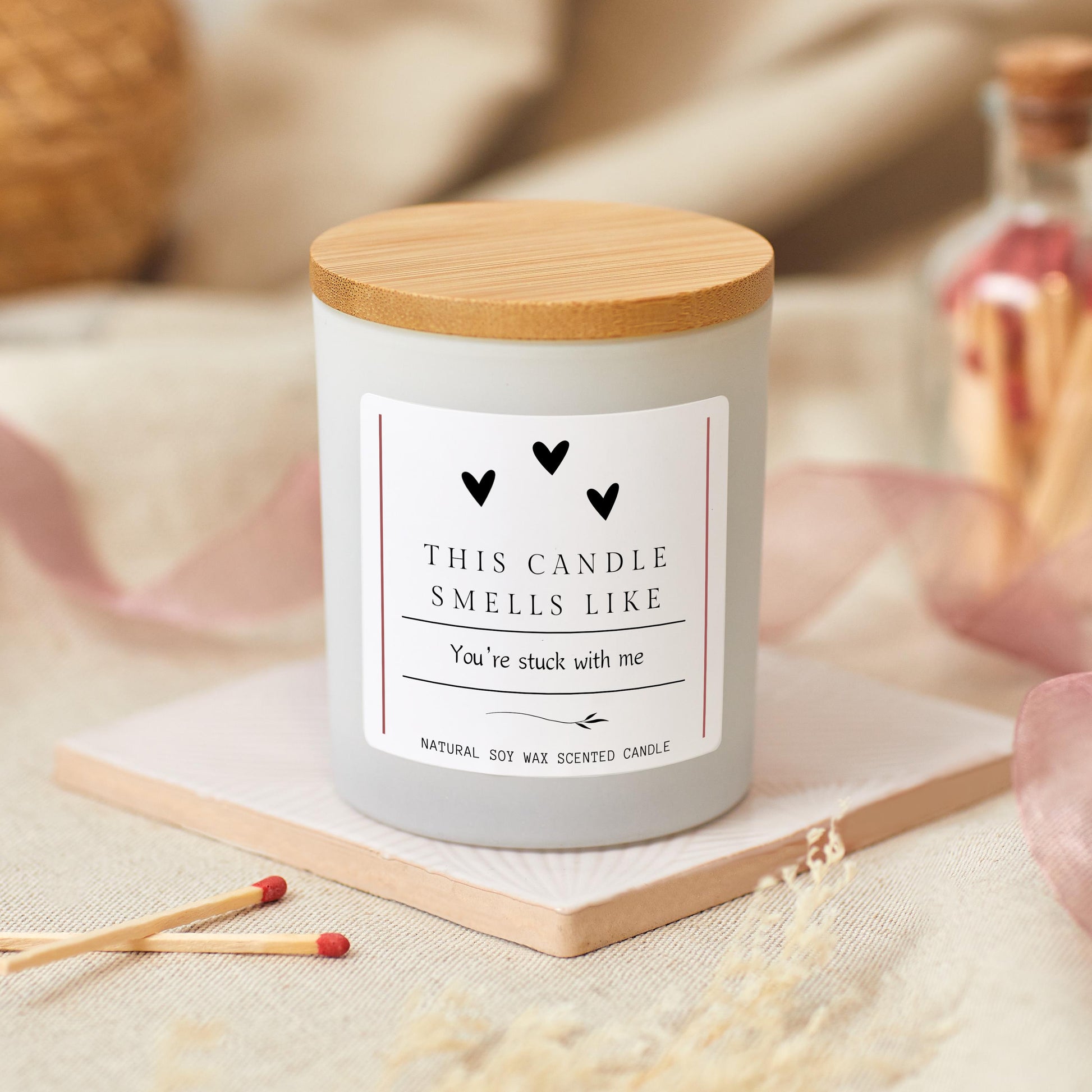 Smells Like You're Stuck With Me Gift for Girlfriend, Funny Valentines Candle for Boyfriend, Valentine Couple Gift, Cute Unique Gift for Her