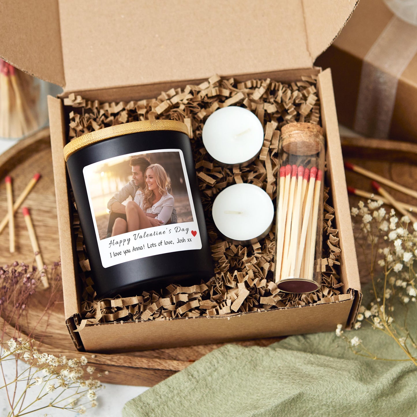 Valentine's Day Personalised Photo Scented Candle, Galentines Custom Valentines Gift with Picture, Couple Photo Gifts for Girlfriend