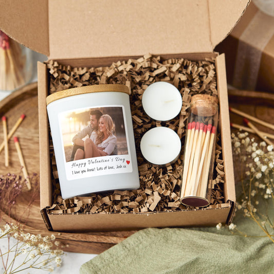 Valentine's Day Personalised Photo Scented Candle, Galentines Custom Valentines Gift with Picture, Couple Photo Gifts for Girlfriend