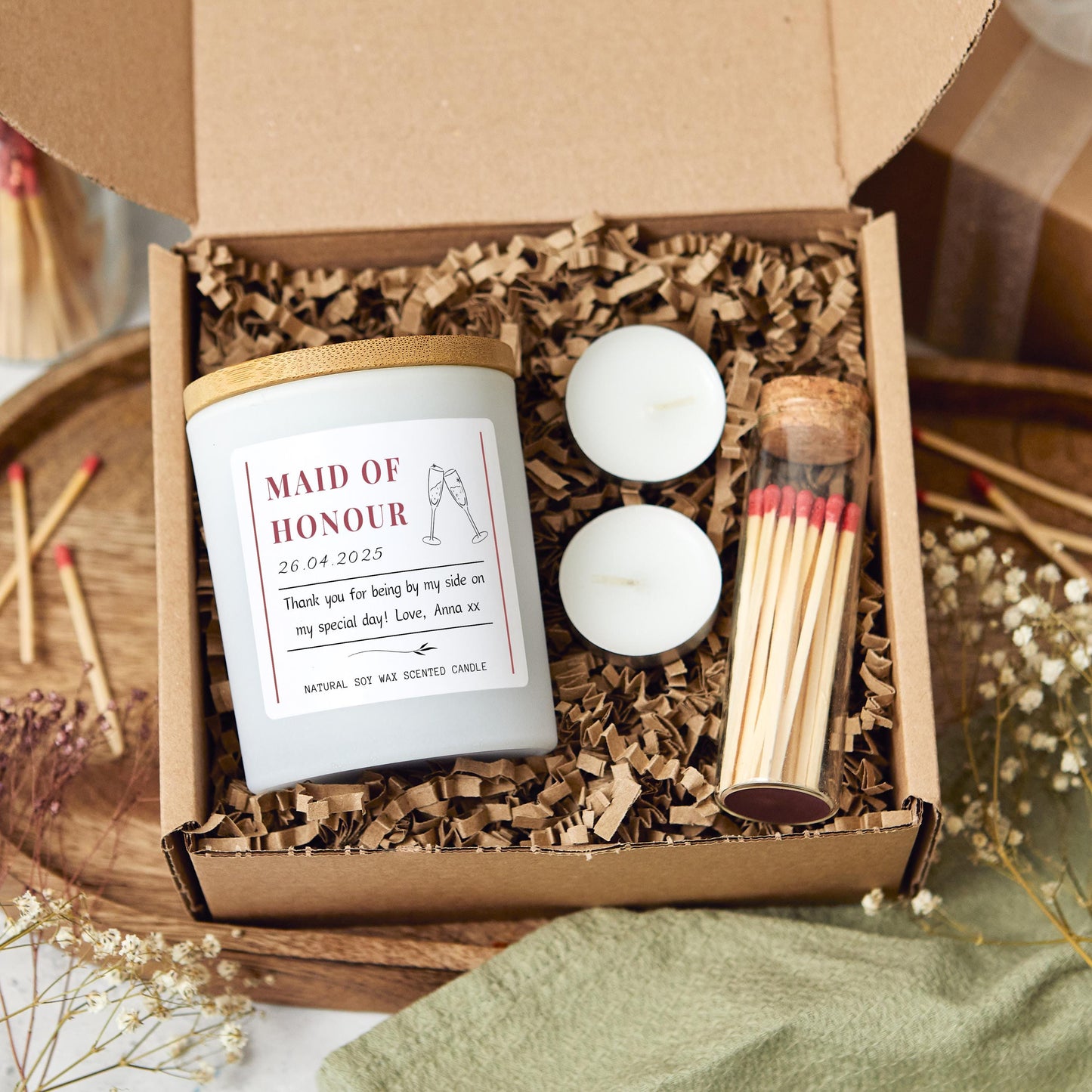 Personalised Maid Of Honour Gift, Thank You Candle for Bridesmaid, Bridal Party Bridesmaid Proposal Gift, Will You Be My Maid Of Honour?