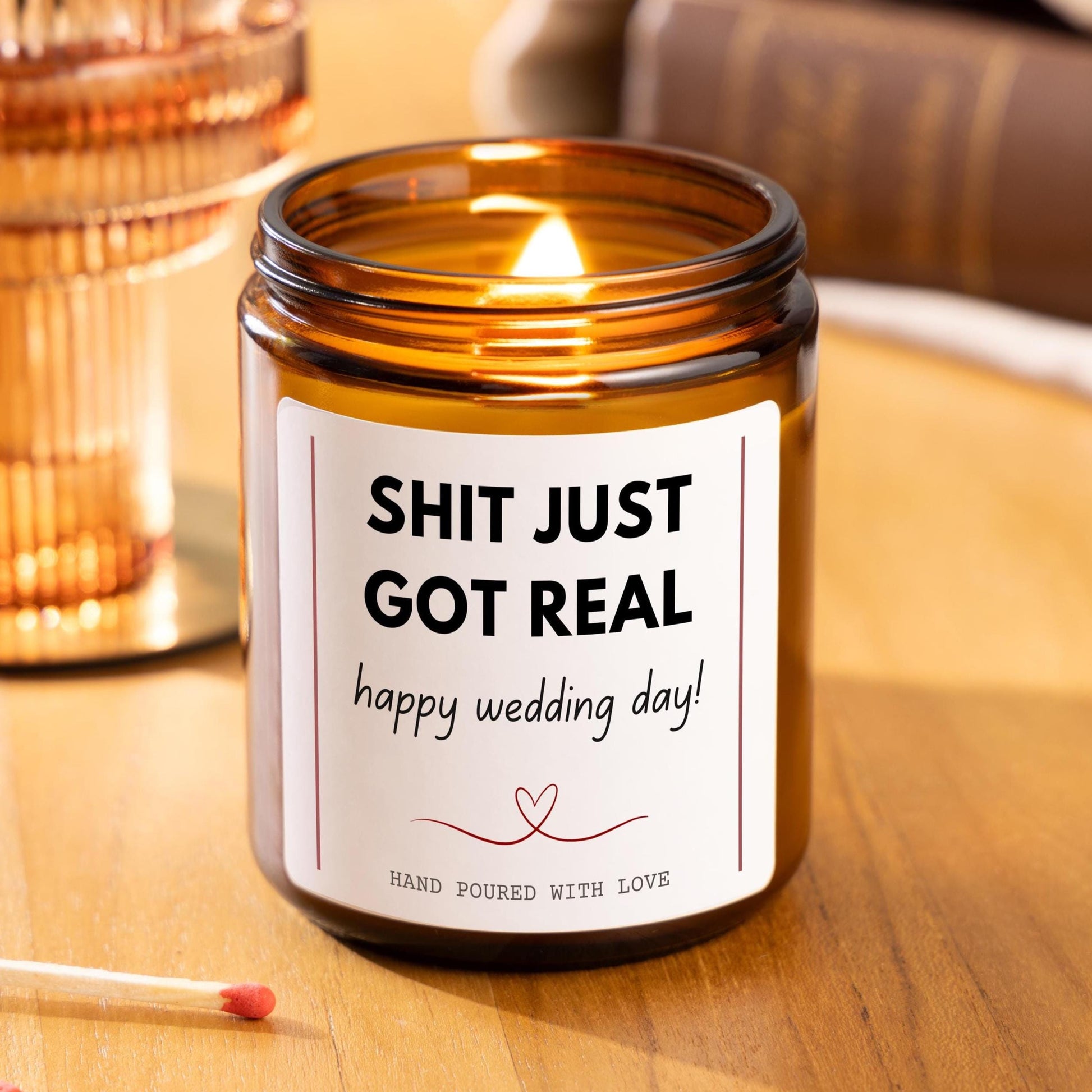 Funny Wedding Day Scented Candle, Shit Just Got Real Joke Wedding Gift for Couple, Funny Wedding Gift for Best Friend, Mr and Mrs Gifts
