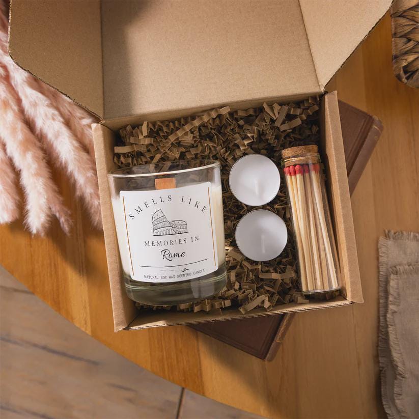 Rome Holiday Scented Soy Candle: Italian Travel Memory Gift