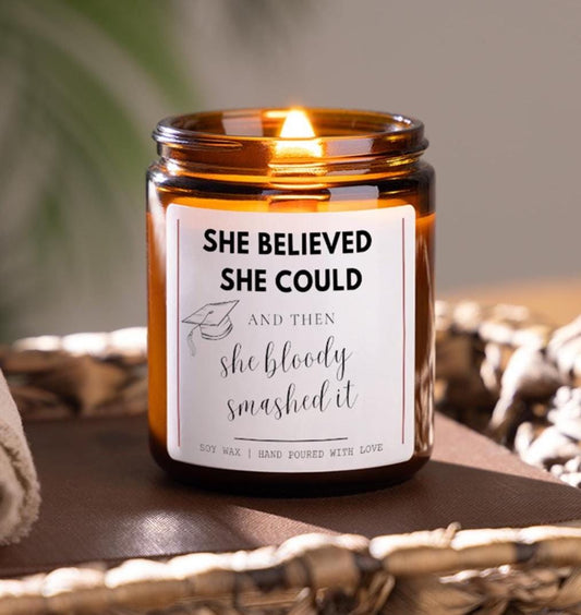 She Believed She Could Then She Smashed It Graduation Gift, University Graduation Gift, College Graduation Candle, University Leaving Gift
