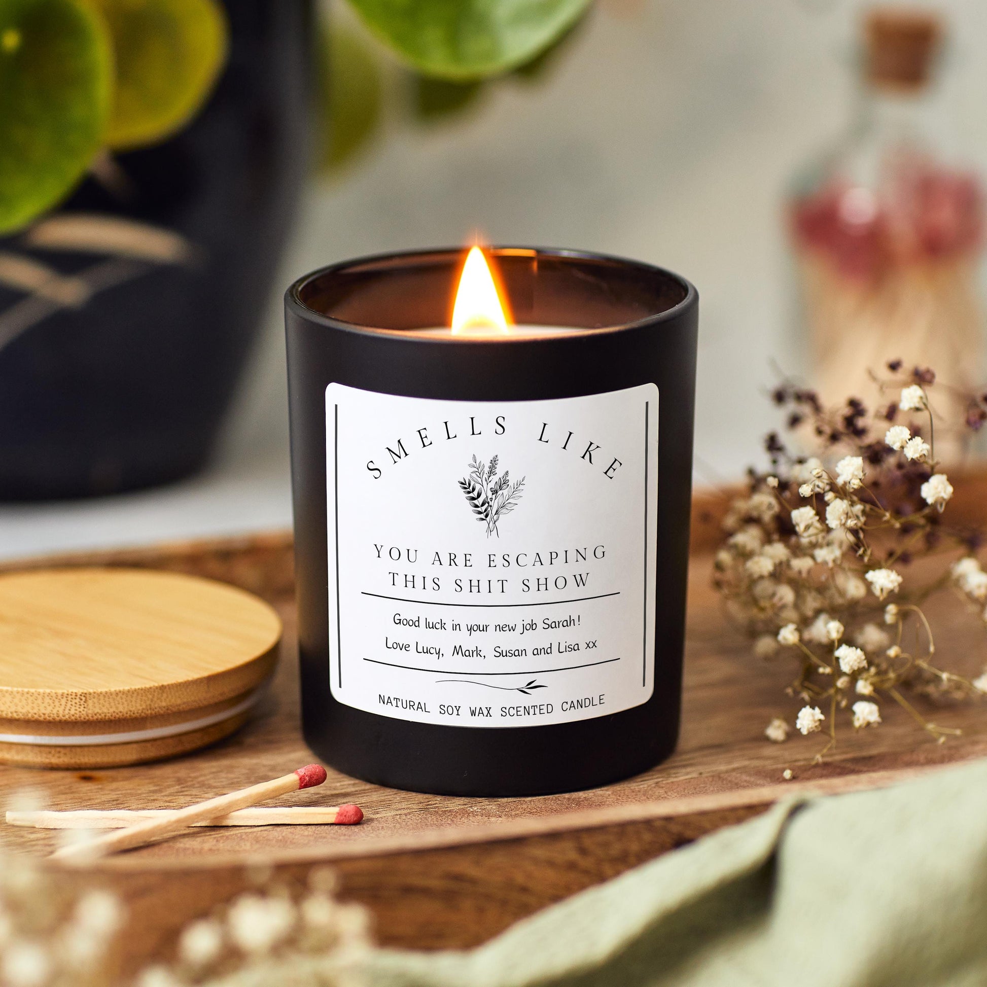 Escaping Work New Job Gift for Colleague Work Friend Personalised Candle, Leaving Work Promotion, Team Mate Farewell Goodbye Retirement Gift