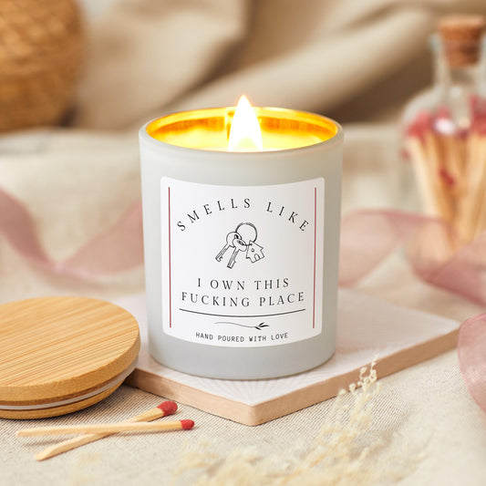 New Home Gift, Funny Personalised Housewarming Candle for Friend, Bestie Gifts for First Home, Smells Like I Own This Place New Home Candle