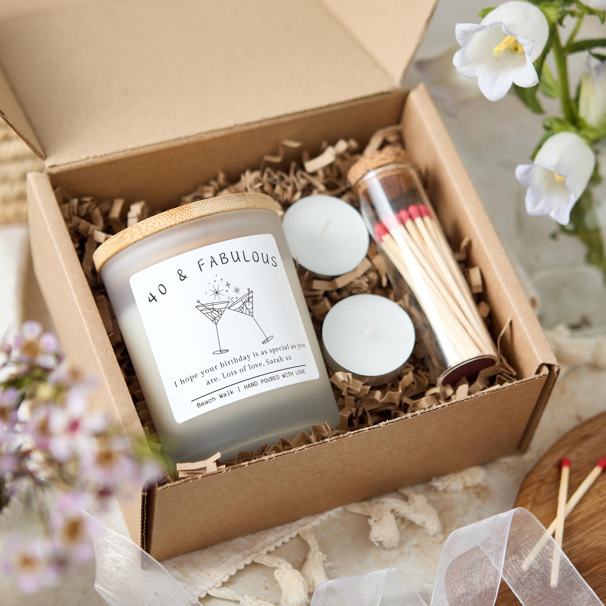 40th Birthday Gifts for Women, Forty & Fabulous, 40th Birthday Personalised Candle, Birthday Candle Gift for Friend, 40th Custom Present