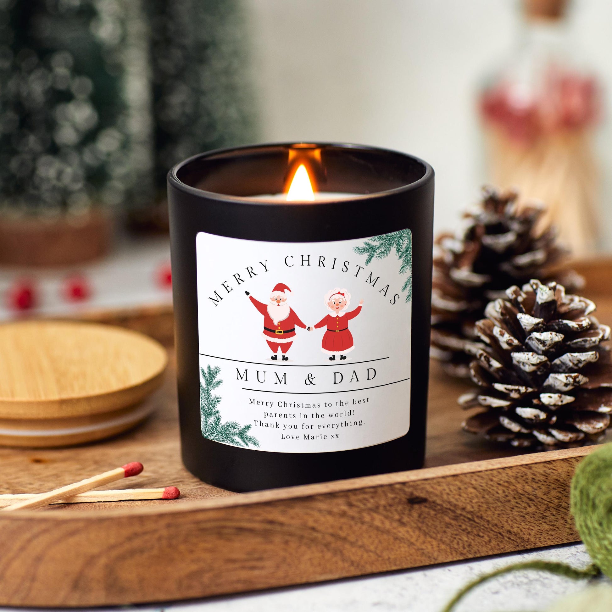 Christmas Candle Gift for Mum and Dad, Personalised Xmas Gift for Parents, Christmas Hamper for Mother, Mum & Dad Christmas Eve Present