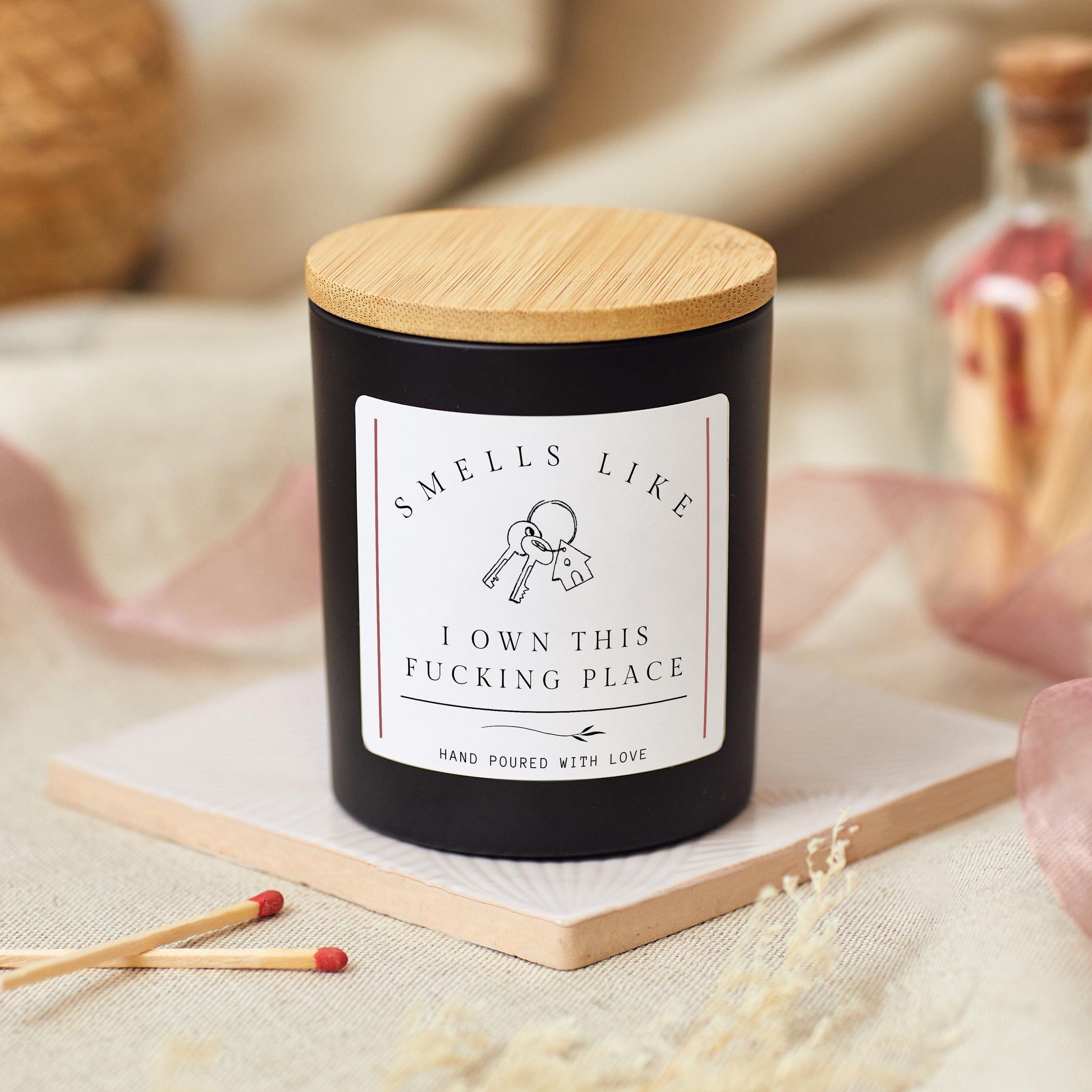 New Home Gift, Funny Personalised Housewarming Candle for Friend, Bestie Gifts for First Home, Smells Like I Own This Place New Home Candle