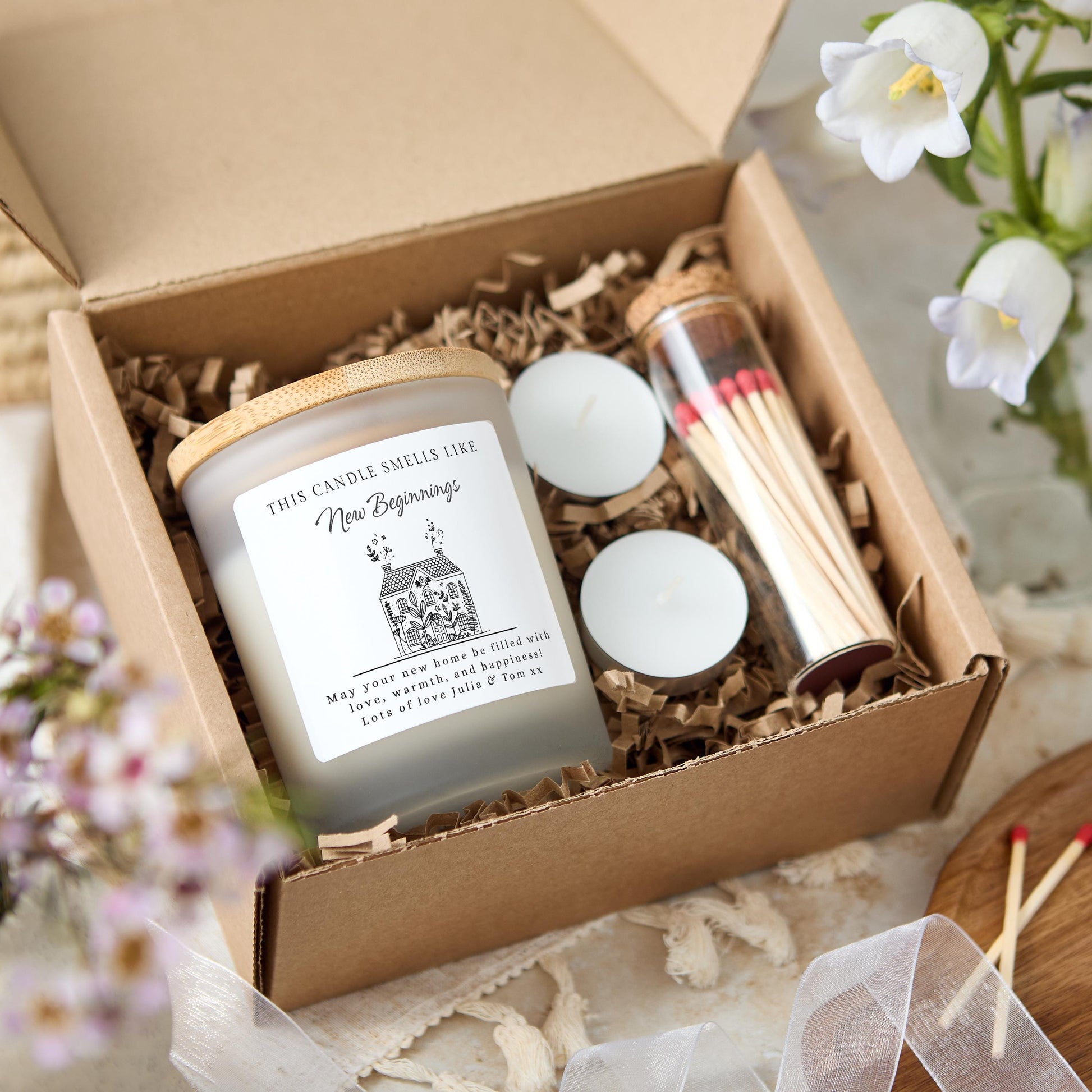 New Home Candle Gift, Personalised First Home Candle, House Warming Gift, Moving House New Beginnings Candle Present for Friends & Family