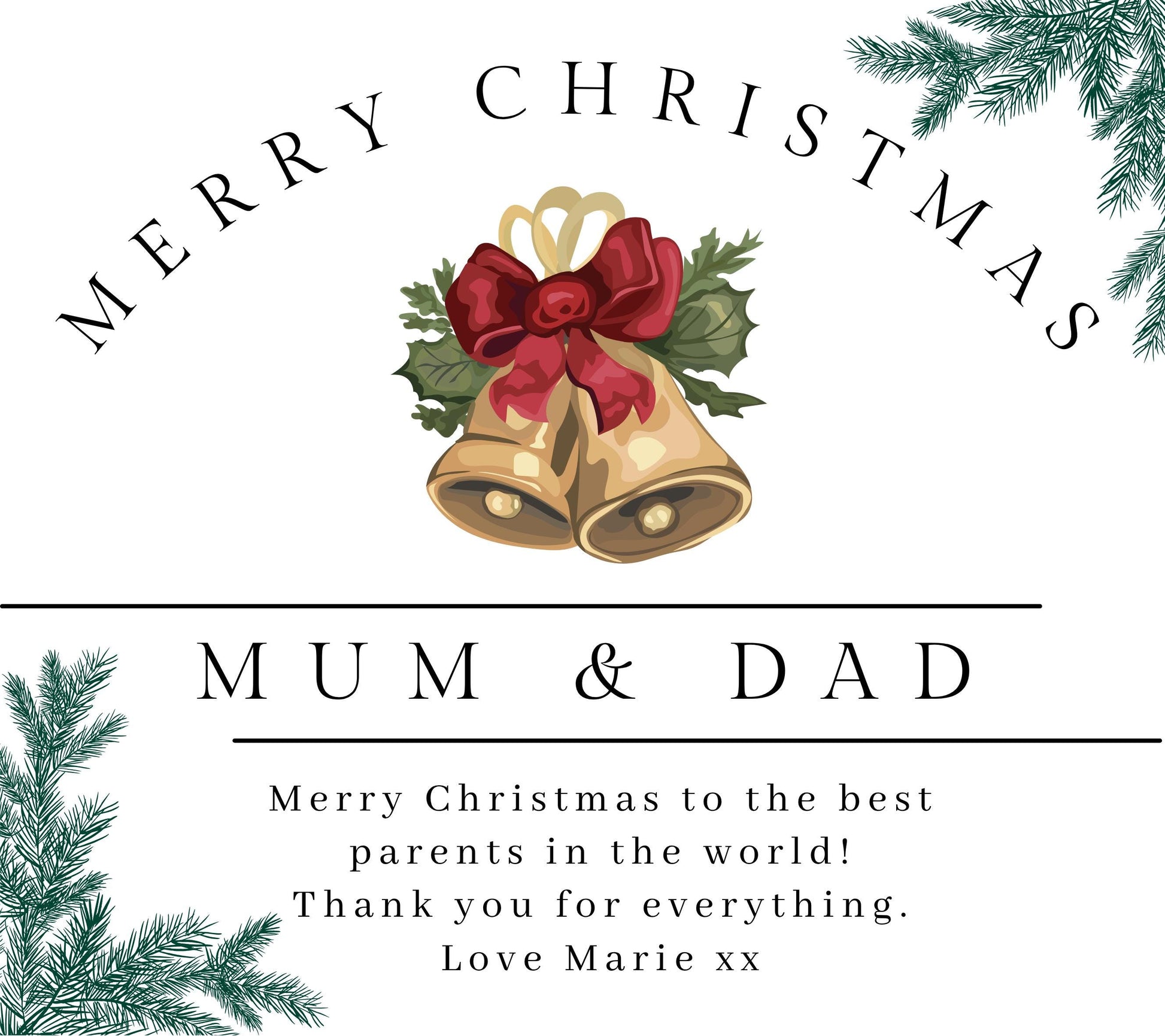 Merry Christmas Mum and Dad Candle, Personalised Xmas Gift for Parents, Christmas Present for Mother Father, Mum and Dad Christmas Eve Gift