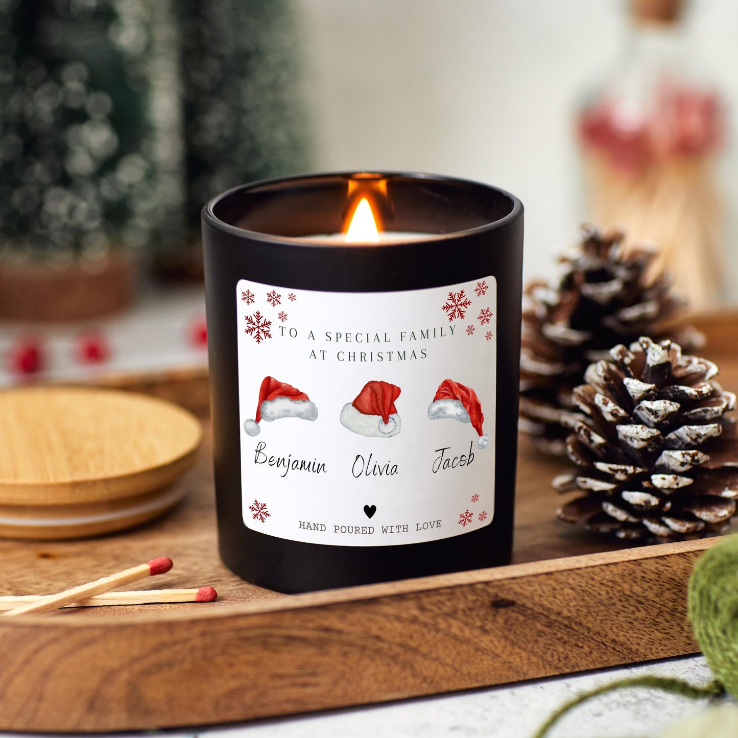 Merry Christmas to a Special Family Personalised Candle, Christmas Gift for Families and Friends, Christmas Eve Stocking Filler Keepsake