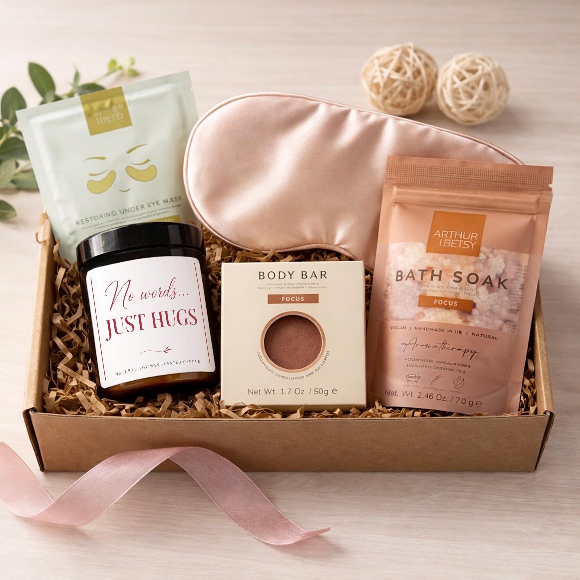No Words Just Hugs Sympathy Gift Box, Thinking of You Gift, Grief Care Package, Self Care Spa Bereavement Gift, Comfort Hug Gift for Her