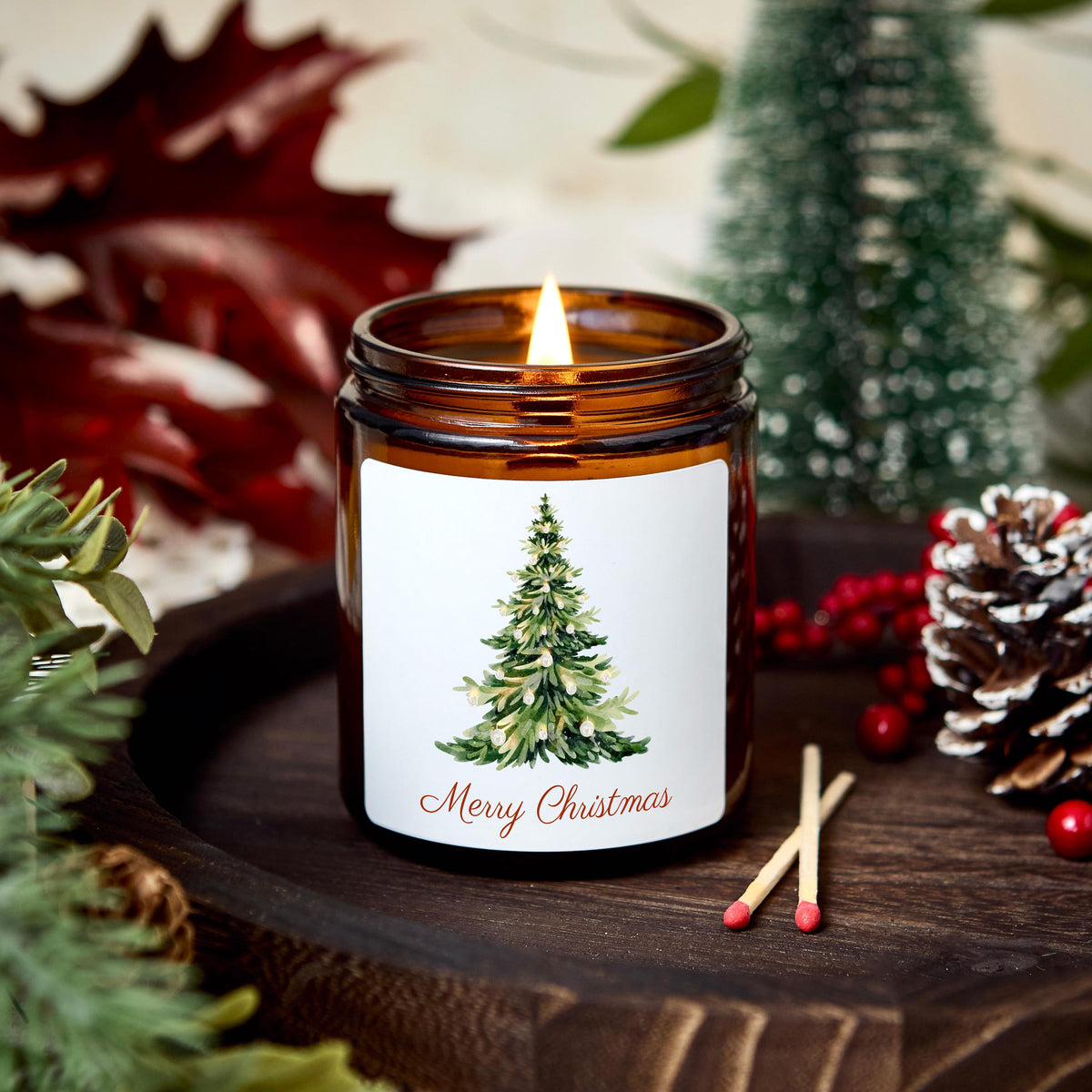 Christmas Spa Gift Set with Candle, Bath Soak, Soap and Pink Satin Sleep Mask