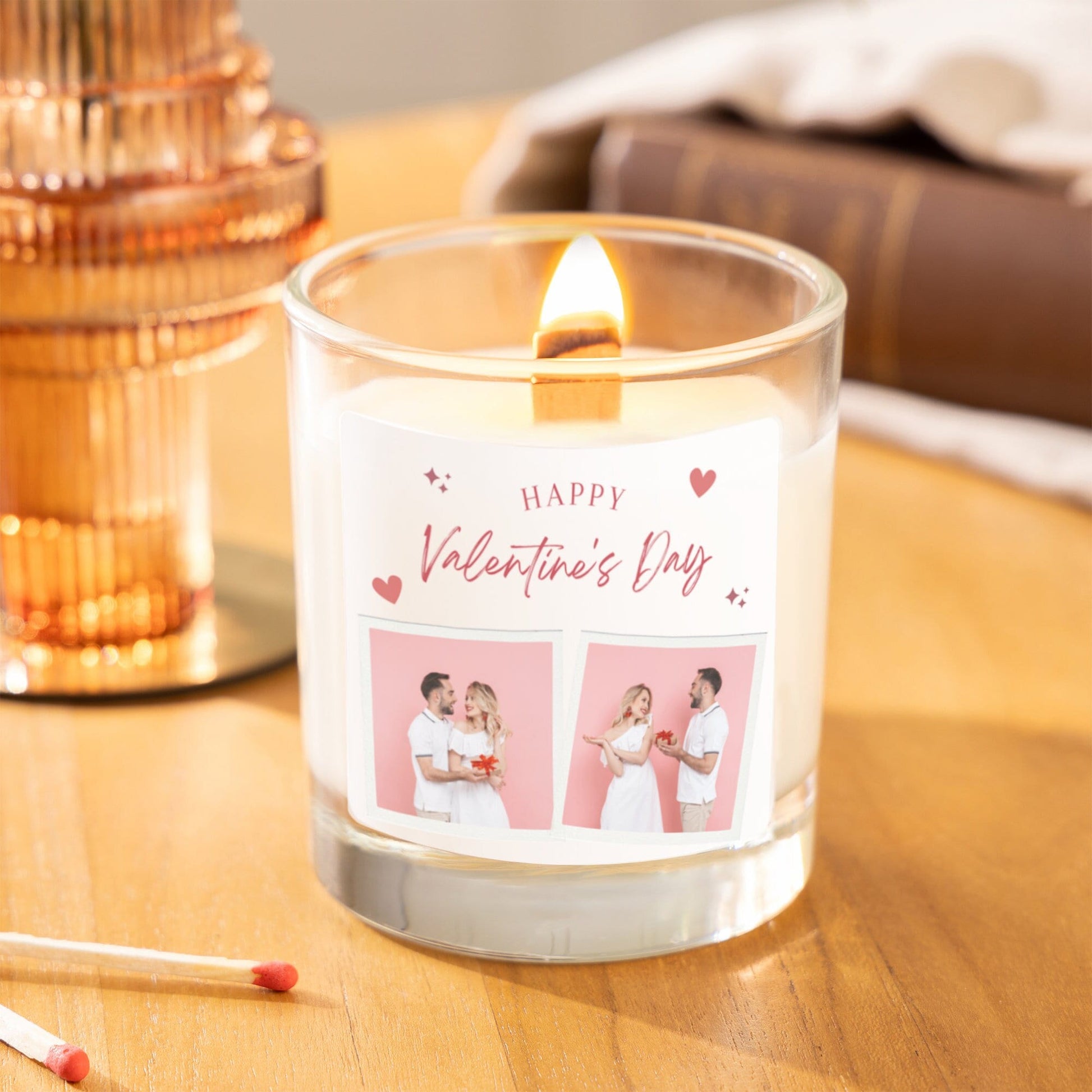 Personalised Valentine's Day Photo Candle Gift for Him, Valentine's Day Scented Candle Gift Set for Her First Valentines Gift