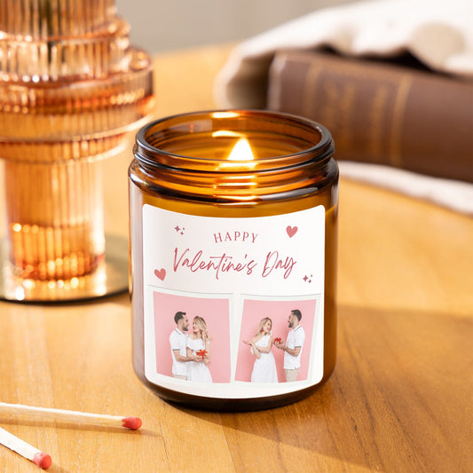 valentine's day photo candle gift set